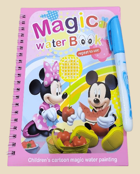 Reusable Magic Water Painting Book for Kids with Marker – Mess-Free Coloring & Fun Learning (Cartoon Design)