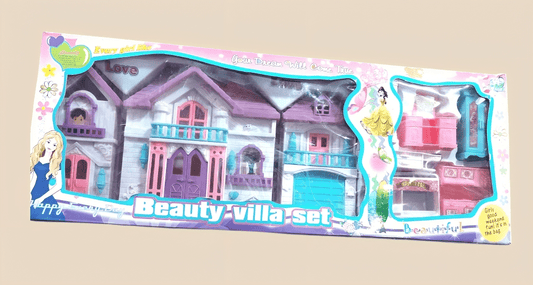 Beauty Villa Dollhouse – Compact & Colorful Playset (Blue - Purple) - BachoKaBazar