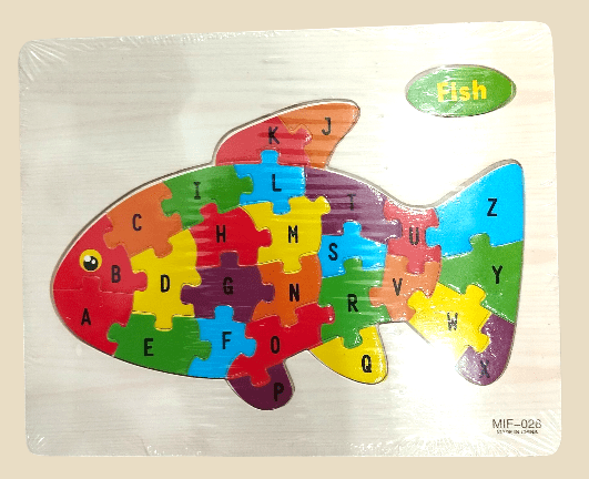 Colorful wooden alphabet puzzle plate for kids - educational toy 1ft size - BachoKaBazar