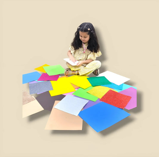 Combo Pack – 22 Foam Sheets (10 Glitter + 12 Plain) - BachoKaBazar