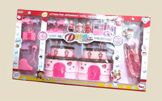 Dream Princess Dollhouse with Furniture & Dolls – Big Size Playset (Pink) - BachoKaBazar