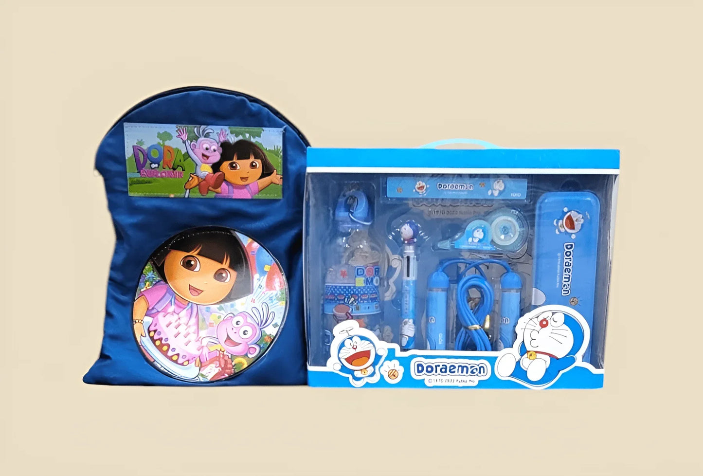 Premium Cartoon School Kit with Bag – 6 - in - 1 Stationery Set + Matching Backpack - BachoKaBazar