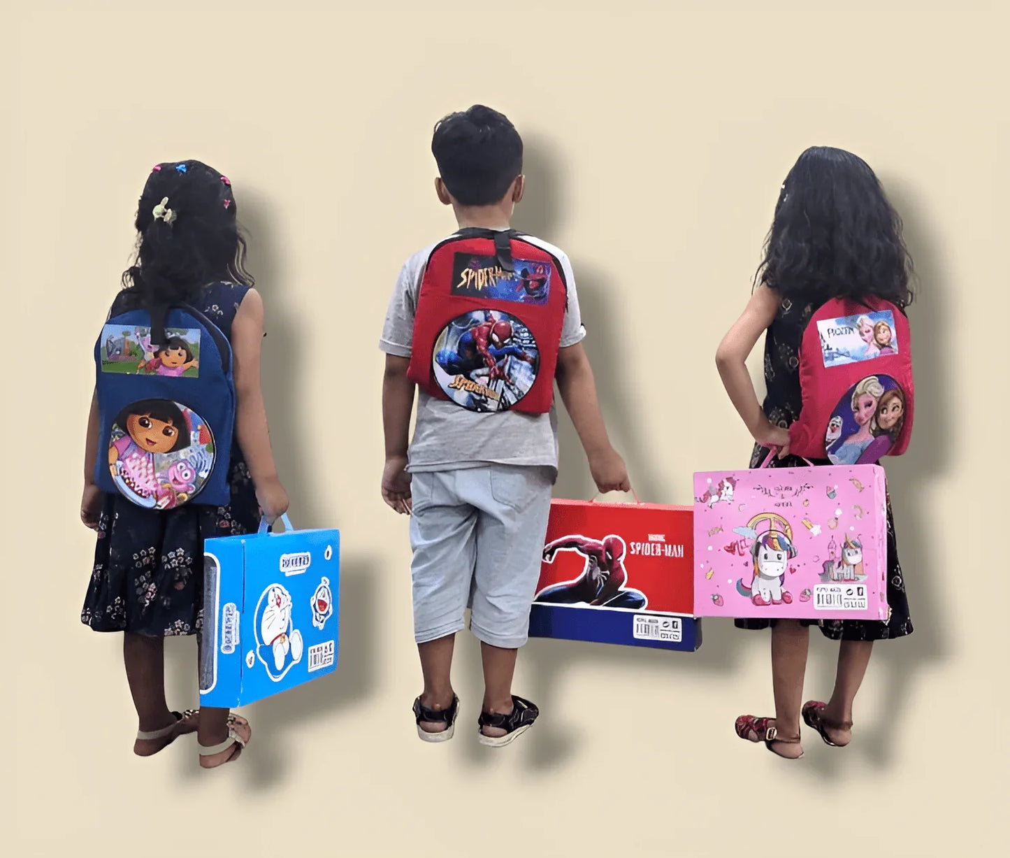 Premium Cartoon School Kit with Bag – 6 - in - 1 Stationery Set + Matching Backpack - BachoKaBazar