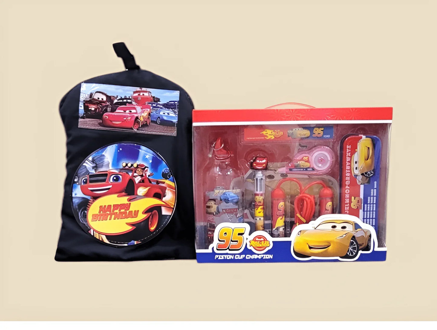 Premium Cartoon School Kit with Bag – 6 - in - 1 Stationery Set + Matching Backpack - BachoKaBazar