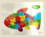Colorful wooden alphabet puzzle plate for kids - educational toy 1ft size - BachoKaBazar
