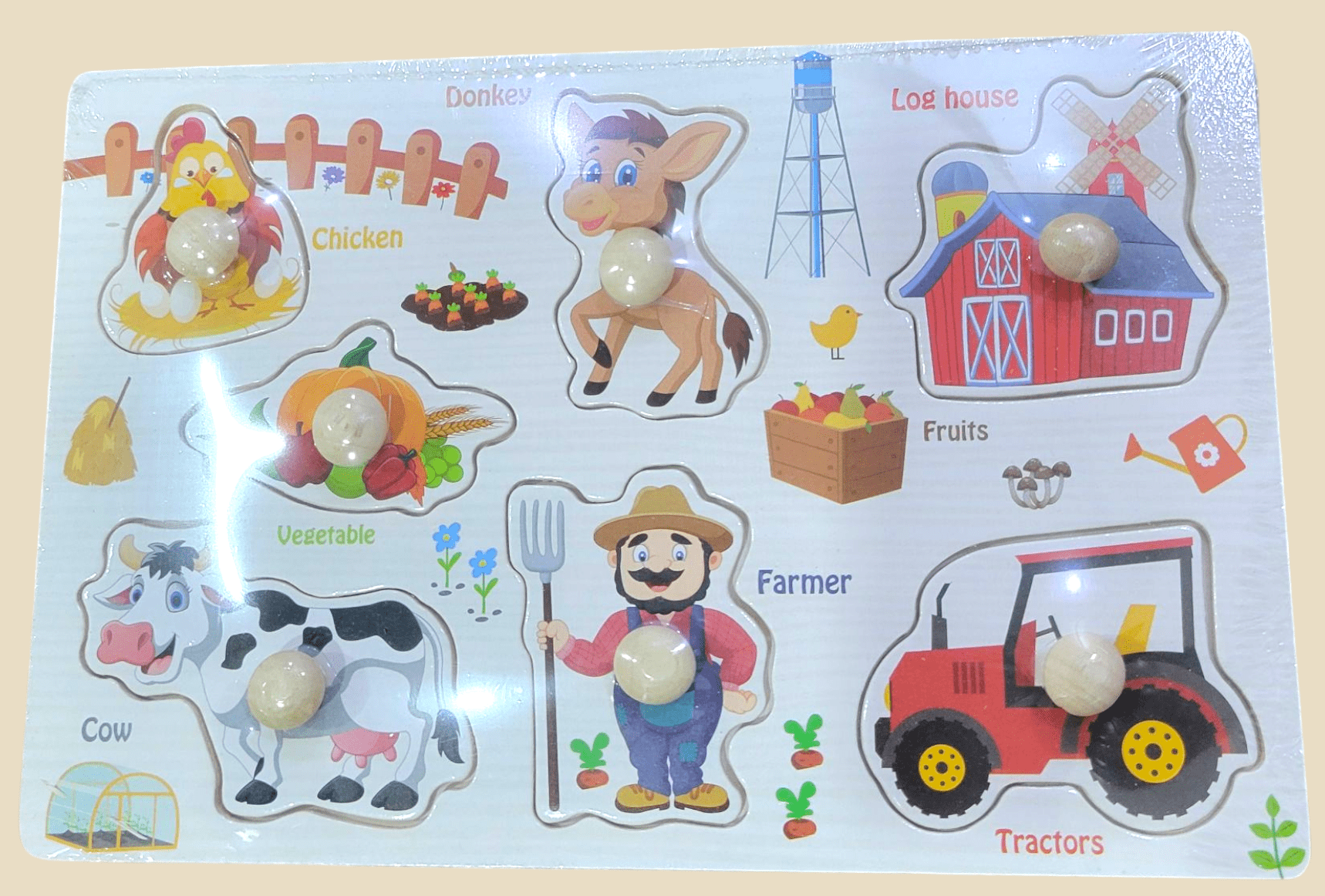 Colorful wooden alphabet puzzle plate for kids - educational toy 1ft size - BachoKaBazar