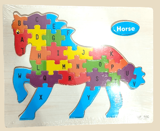 Colorful wooden alphabet puzzle plate for kids - educational toy 1ft size - BachoKaBazar