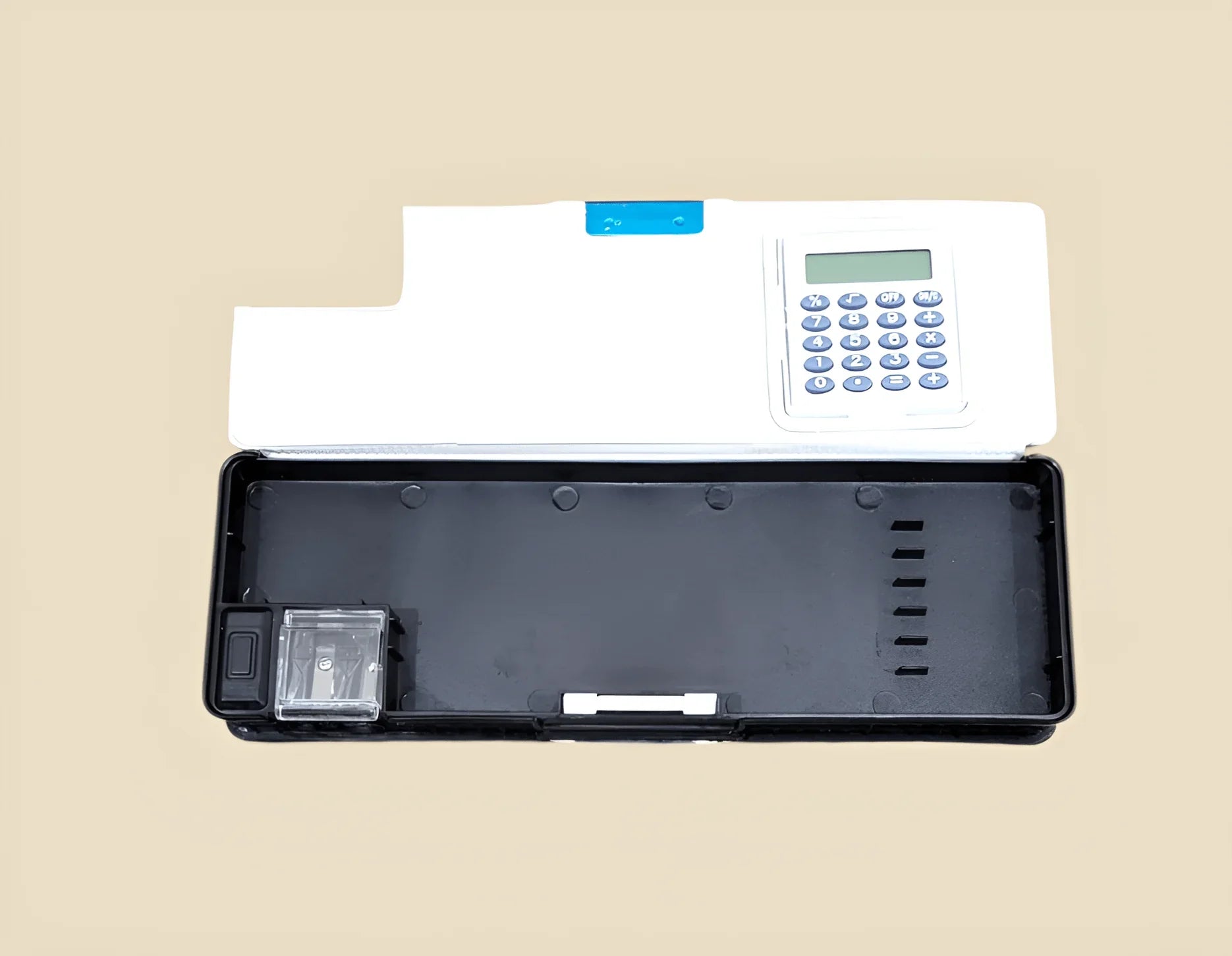 Dual - Sided Smart Geometry Box with Calculator &amp; Sharpeners – Available in Pink, Blue &amp; Black - BachoKaBazar