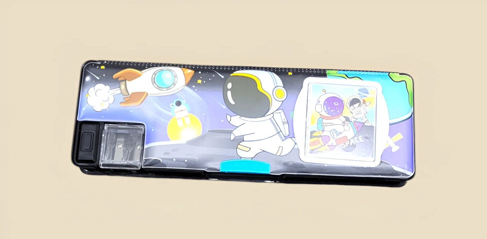 Dual - Sided Smart Geometry Box with Calculator &amp; Sharpeners – Available in Pink, Blue &amp; Black - BachoKaBazar