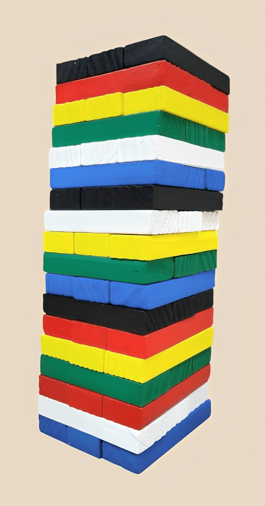 Jenga Wooden Blocks Game – 54 Multicolor Pieces for Kids & Family Fun - BachoKaBazar