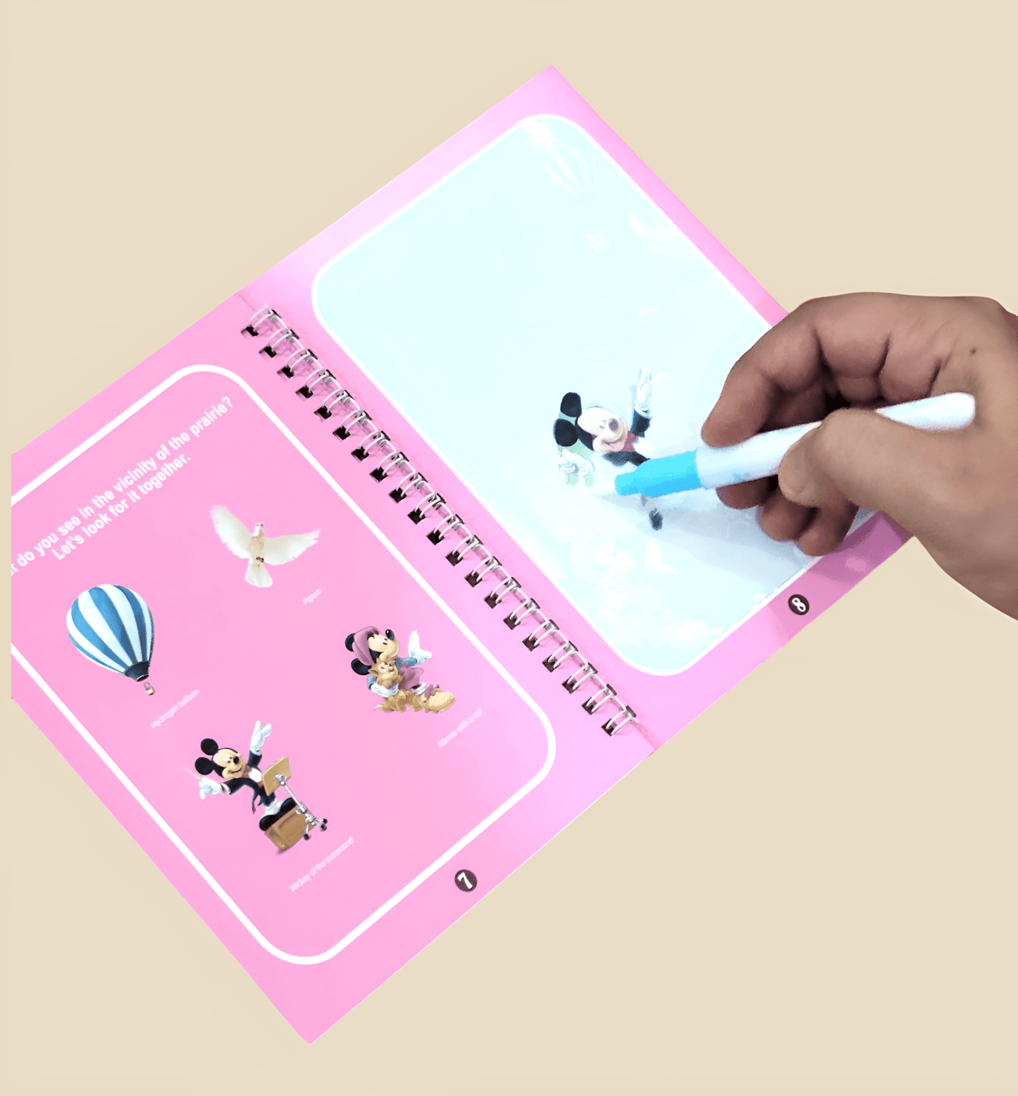 Reusable Magic Water Painting Book for Kids with Marker – Mess - Free Coloring & Fun Learning (Cartoon Design) - BachoKaBazar