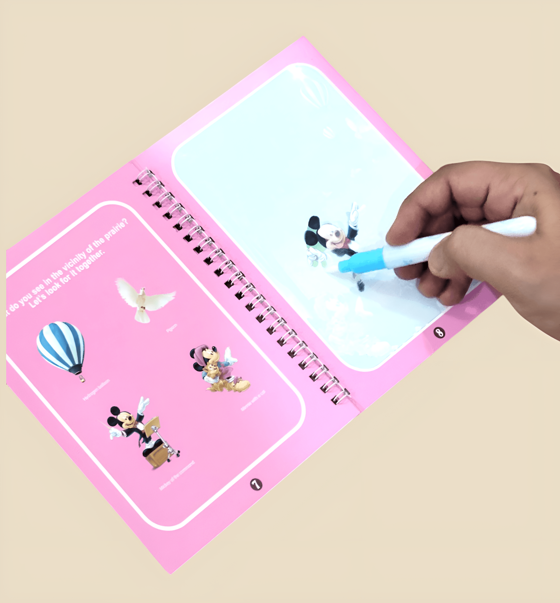 Reusable Magic Water Painting Book for Kids with Marker – Mess - Free Coloring & Fun Learning (Cartoon Design) - BachoKaBazar